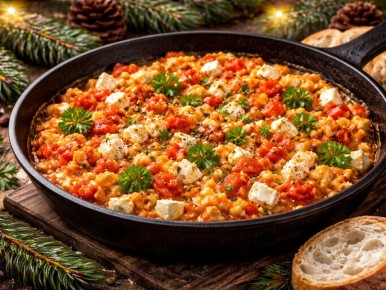 Яркий греческий завтрак за считанные минуты: страпацада с фетой