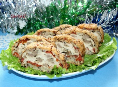 Новый взгляд на праздничный стол: куриный рулет с печенью и киноа