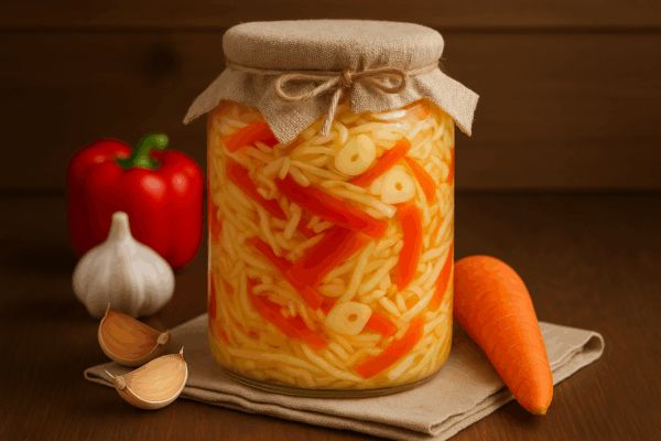 Необычный рецепт хрустящей маринованной капусты с болгарским перцем и морковью