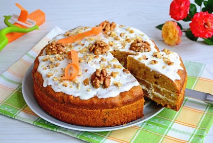 Нежный морковный торт с манговым пюре: рецепт для уютного чаепития